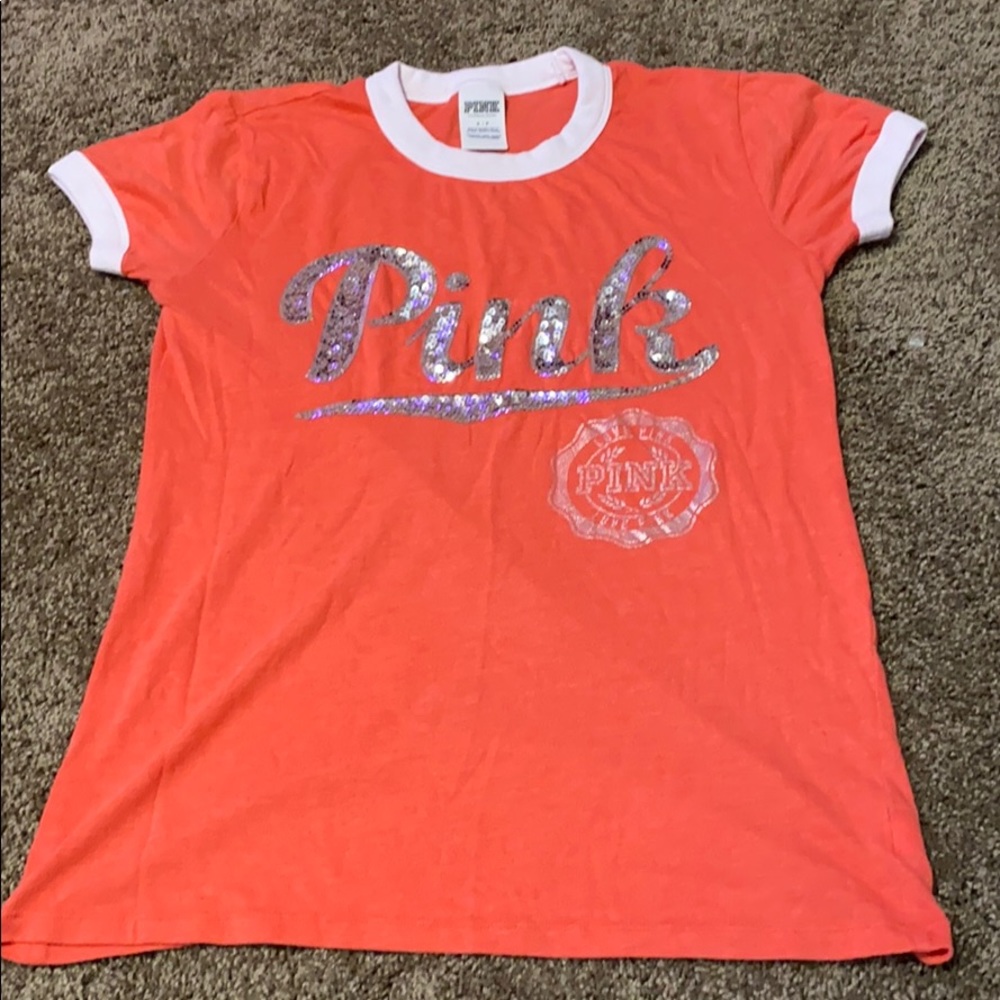 coral pink Victoria’s Secret Tee